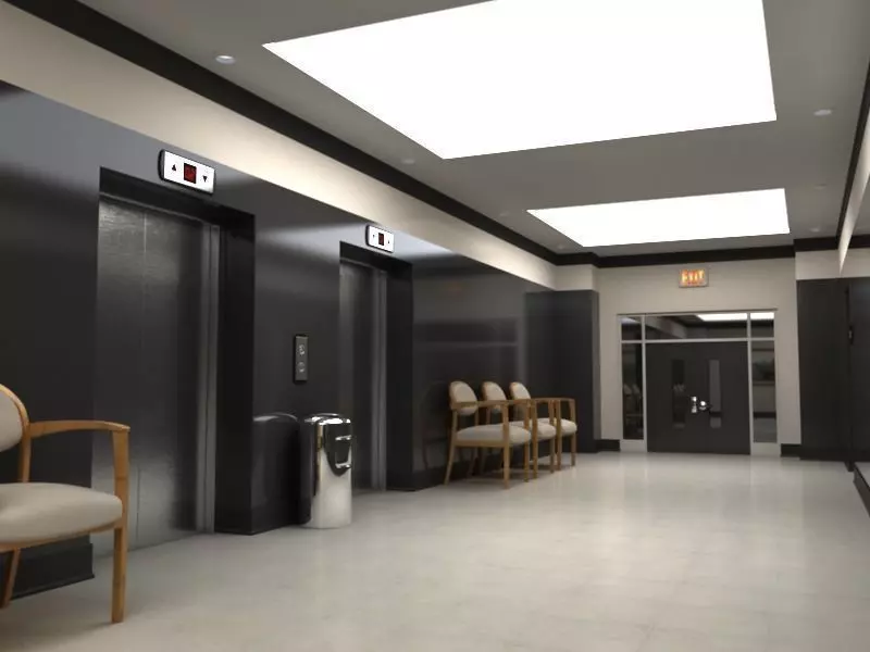 Hallway With Elevators 3D model_0