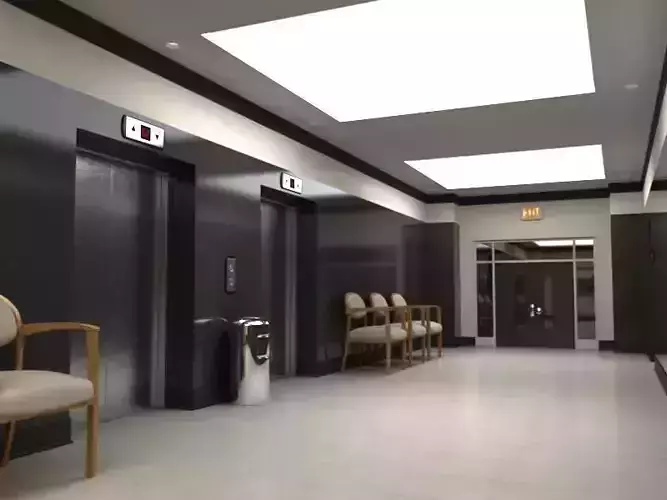Hallway With Elevators