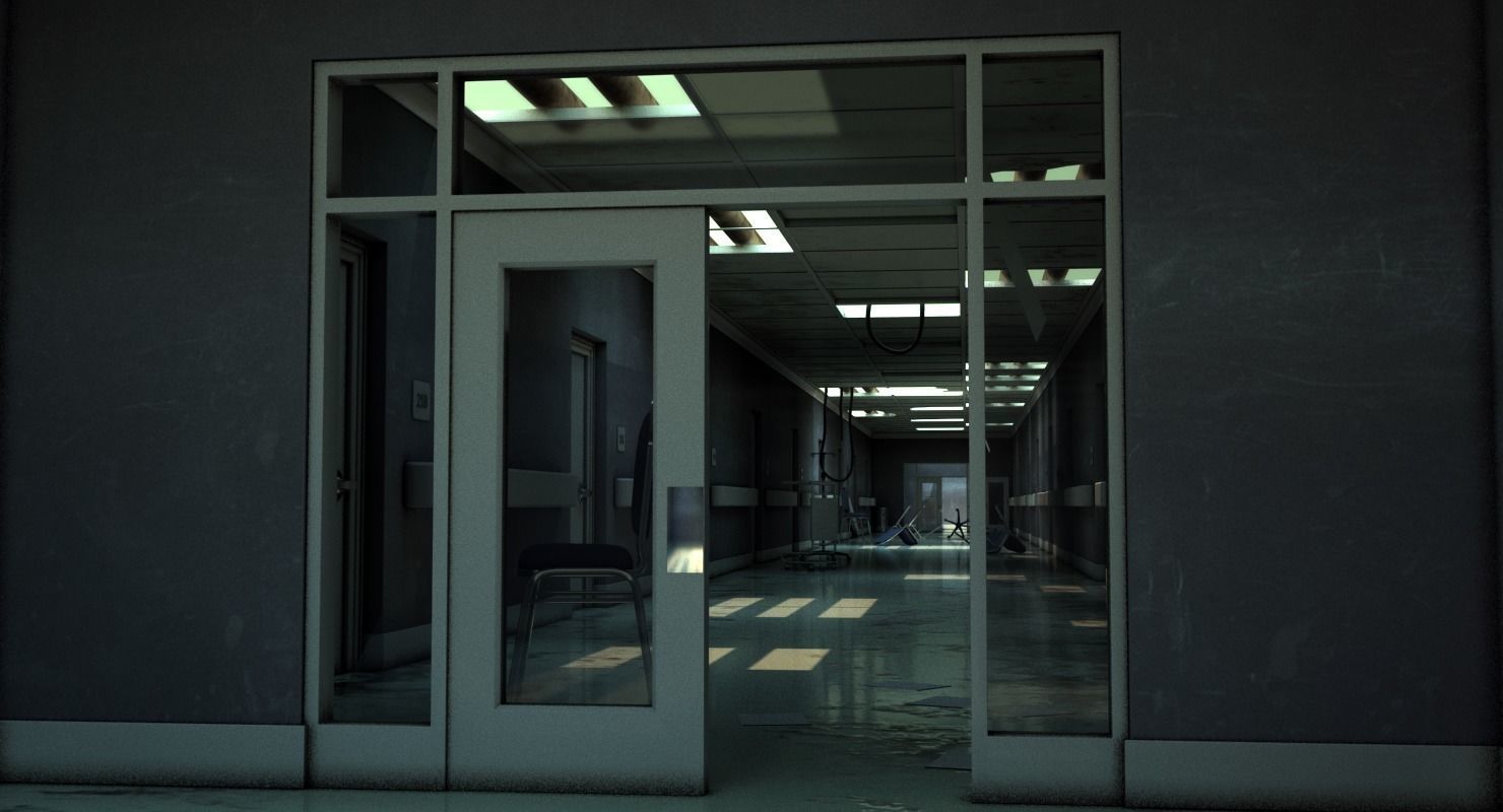 Hallway Damaged 3D model_5