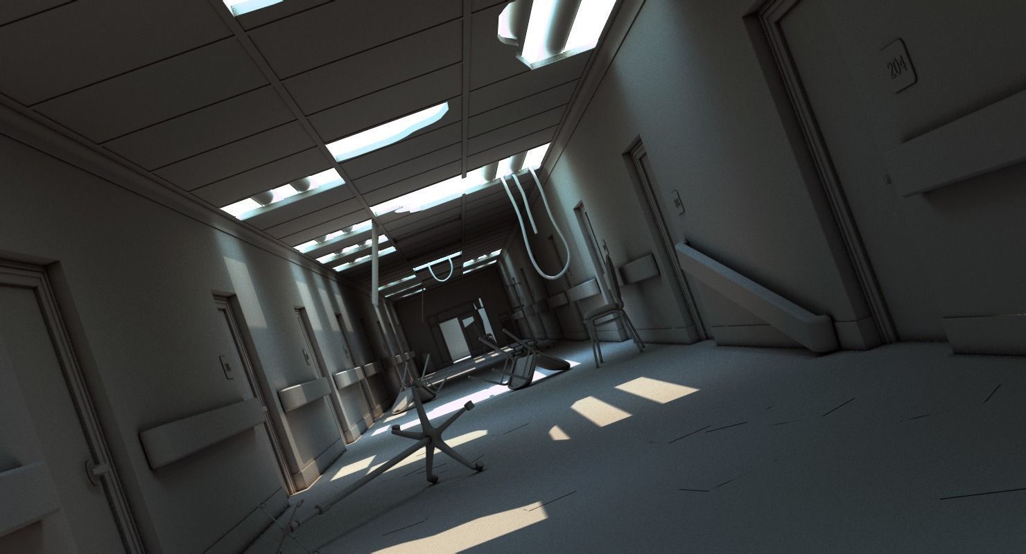 Hallway Damaged 3D model_15