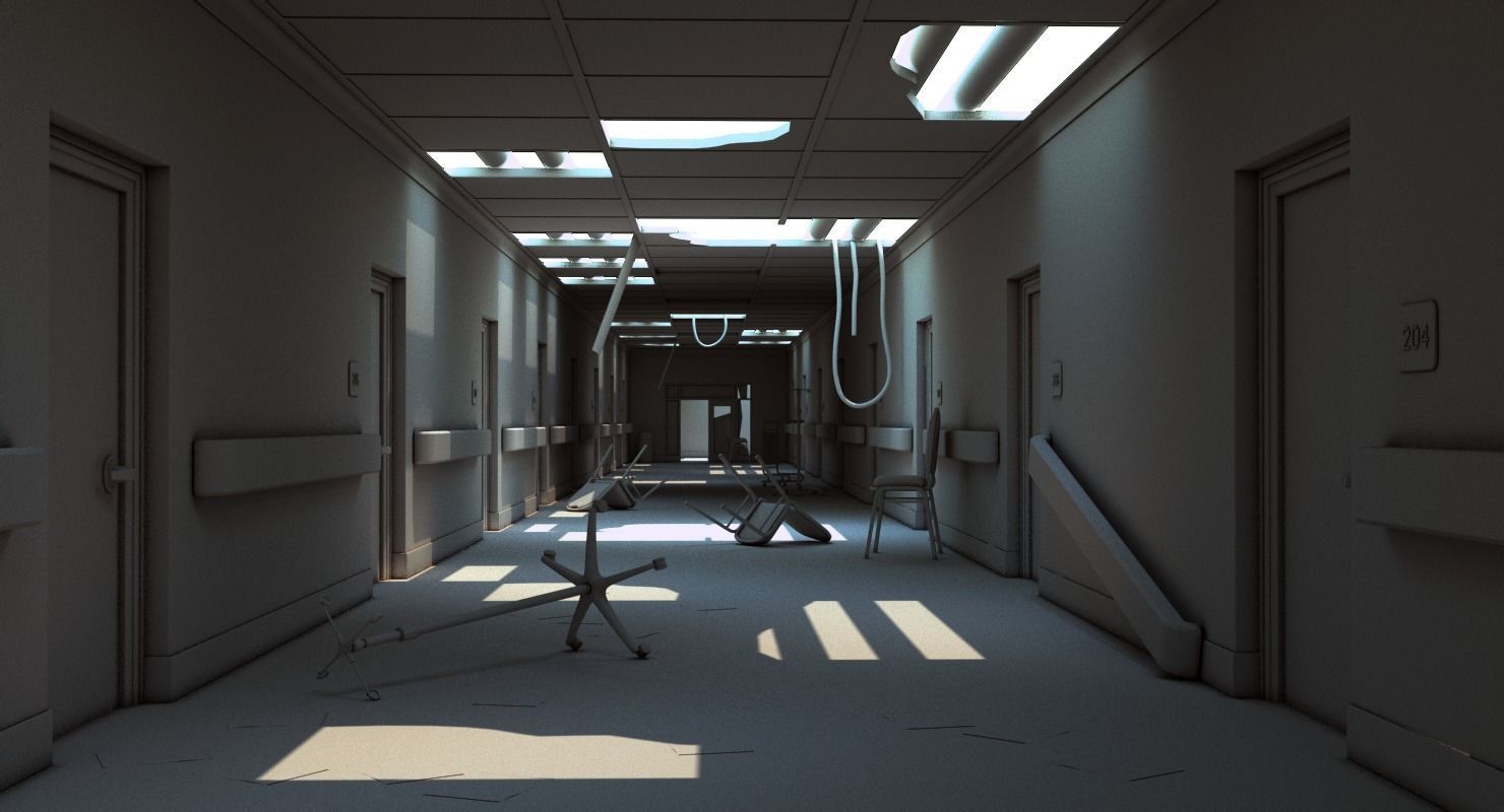 Hallway Damaged 3D model_12
