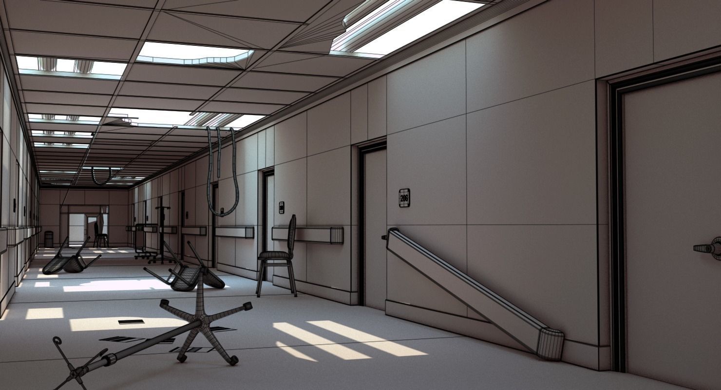 Hallway Damaged 3D model_19