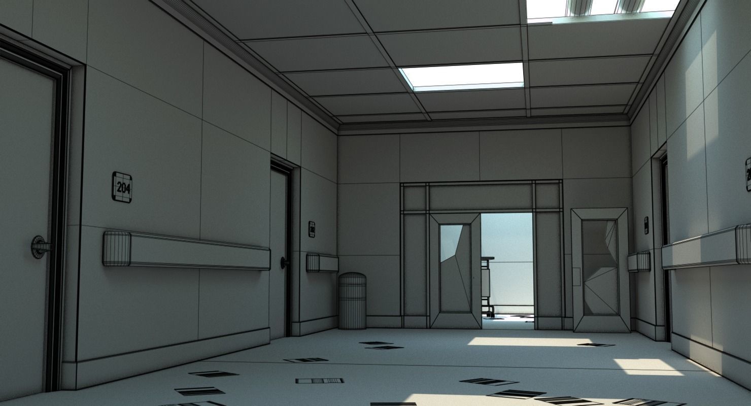 Hallway Damaged 3D model_23