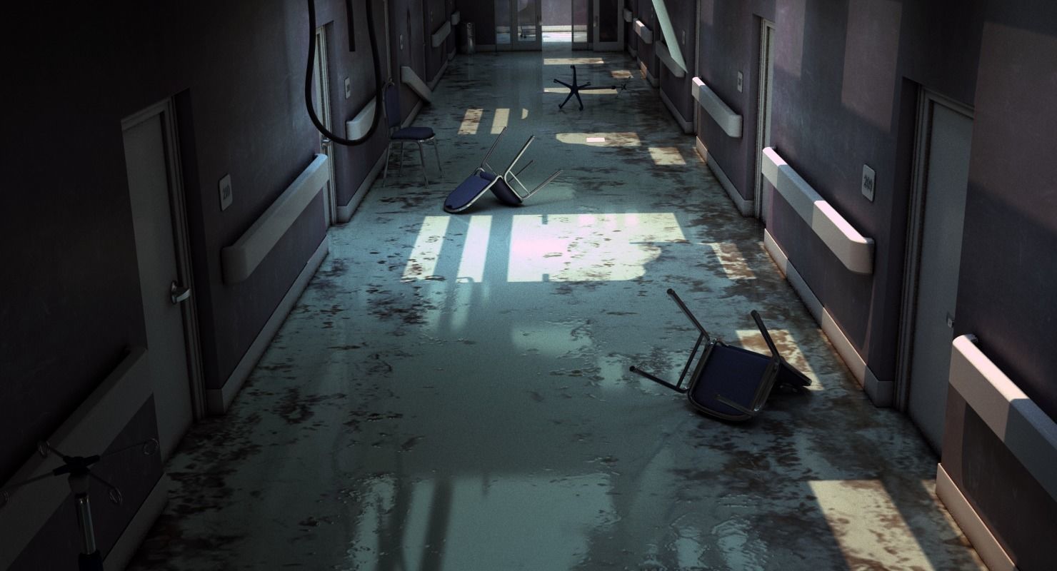 Hallway Damaged 3D model_6