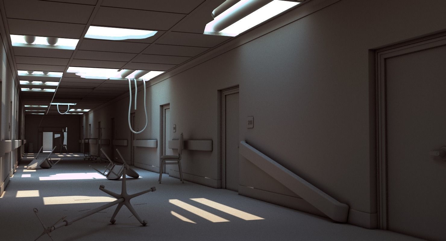 Hallway Damaged 3D model_14