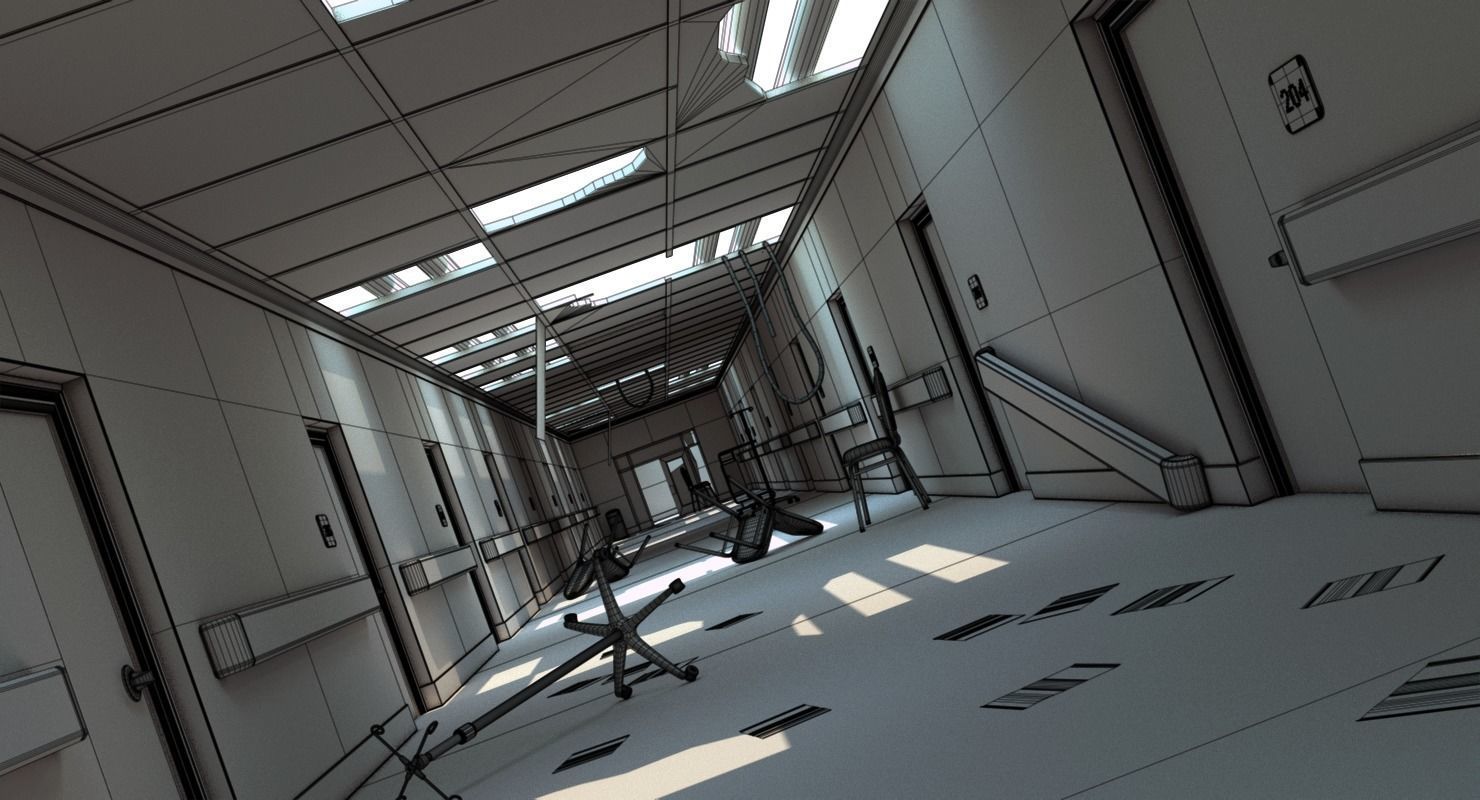 Hallway Damaged 3D model_20