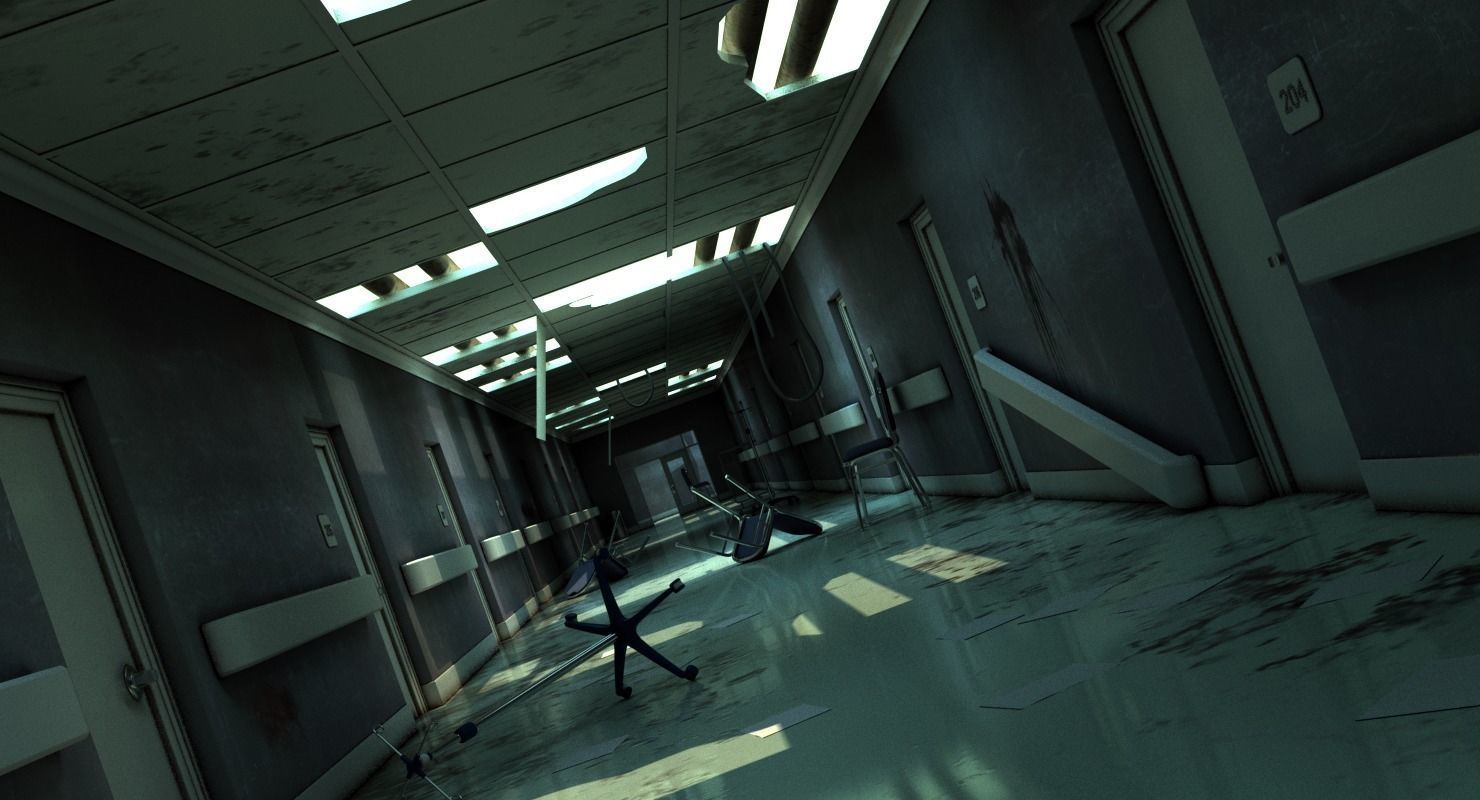 Hallway Damaged 3D model_4