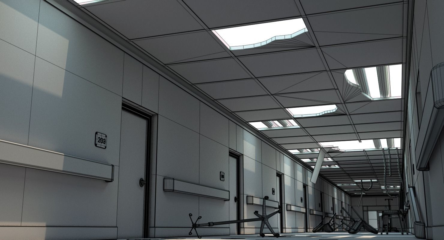 Hallway Damaged 3D model_22