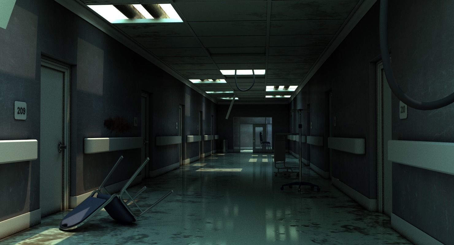 Hallway Damaged 3D model_8