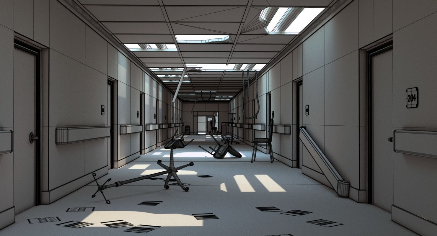 Hallway Damaged 3D model_18