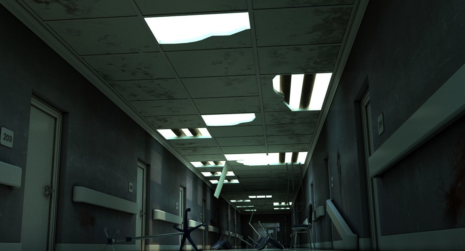 Hallway Damaged 3D model_7