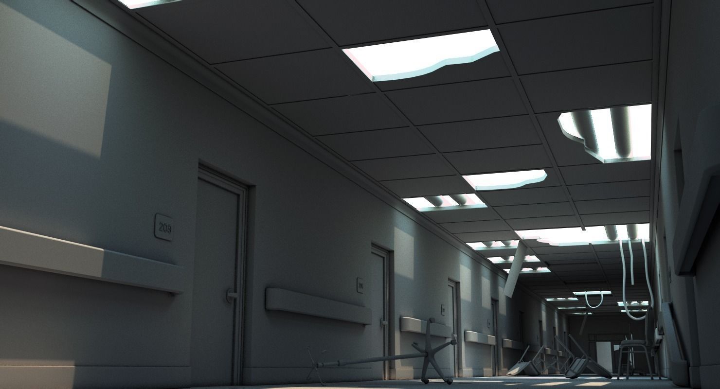Hallway Damaged 3D model_11