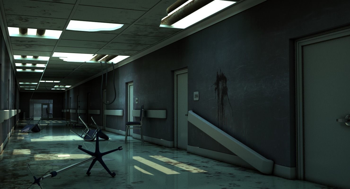 Hallway Damaged 3D model_2