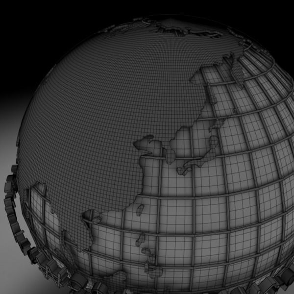 Globe D with gold letters 3D model_15