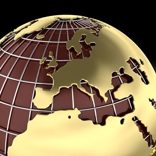 Globe D with gold letters 3D model_2
