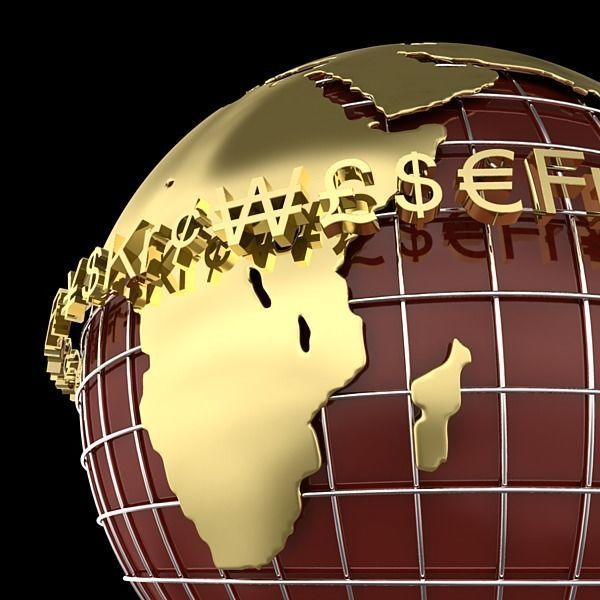 Globe D with gold letters 3D model_3