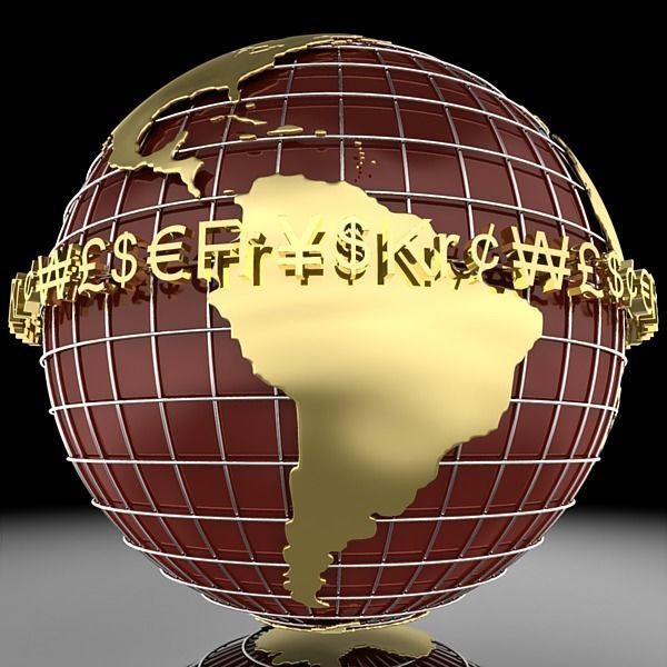 Globe D with gold letters 3D model_8