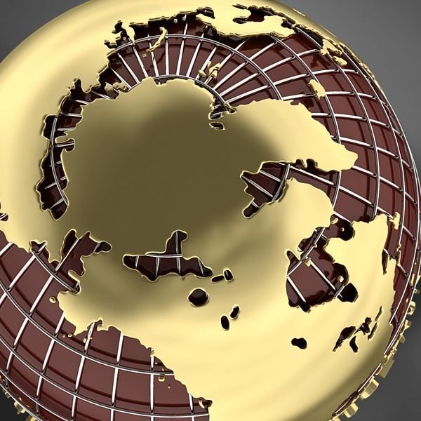 Globe D with gold letters 3D model_7