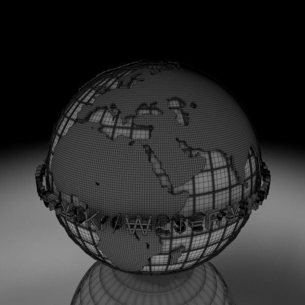 Globe D with gold letters 3D model_10