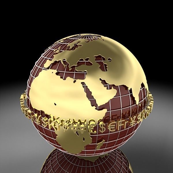 Globe D with gold letters 3D model_9