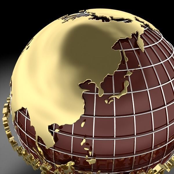 Globe D with gold letters 3D model_6