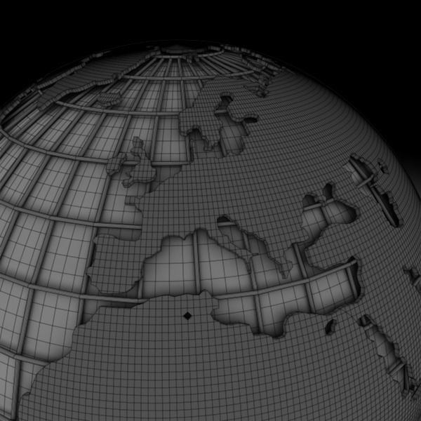 Globe D with gold letters 3D model_12