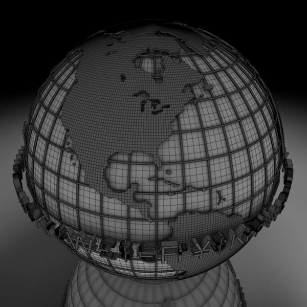 Globe D with gold letters 3D model_11