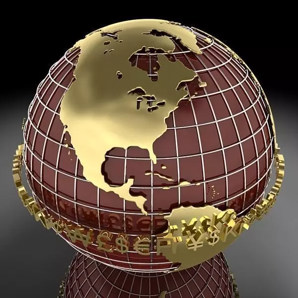Globe D with gold letters 3D model_0