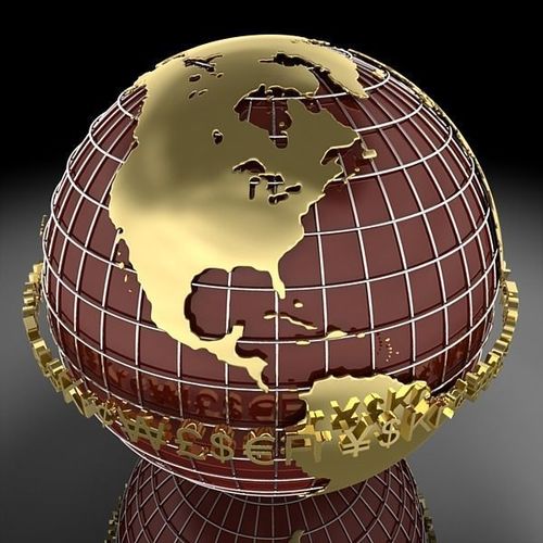 Globe D with gold letters 3D model
