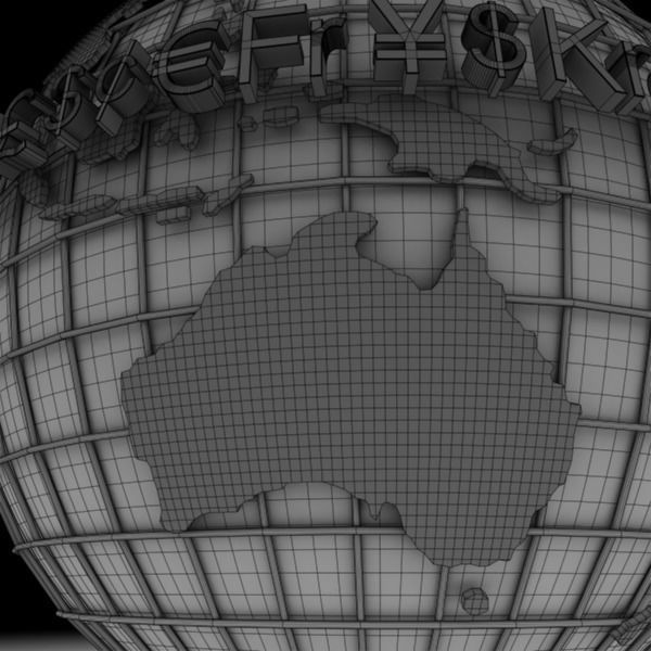 Globe D with gold letters 3D model_14