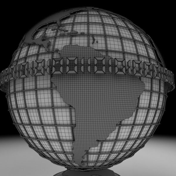 Globe B with gold chains 3D model_15