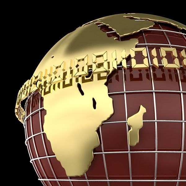 Globe B with gold chains 3D model_3
