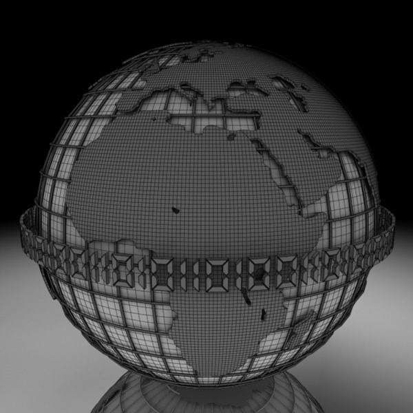 Globe B with gold chains 3D model_11