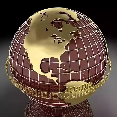 Globe B with gold chains 3D model