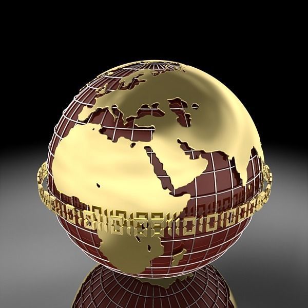 Globe B with gold chains 3D model_9
