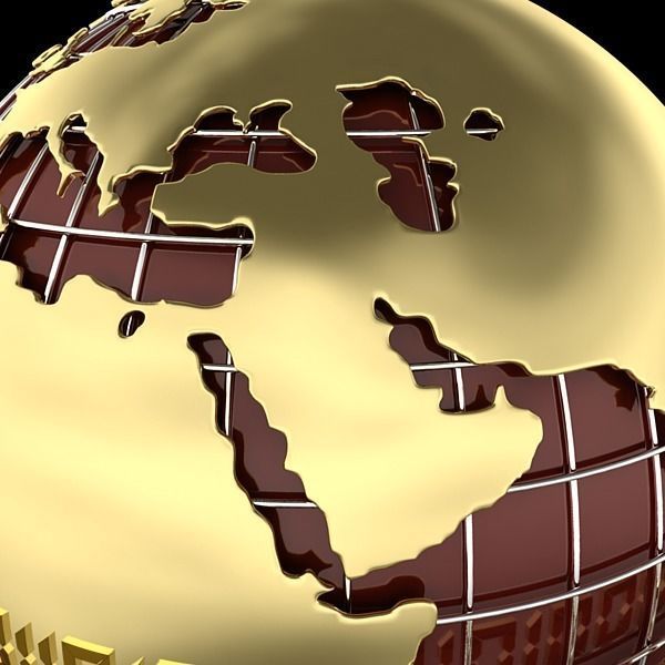 Globe B with gold chains 3D model_4