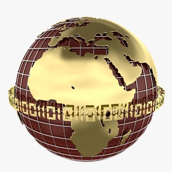 Globe B with gold chains 3D model_10
