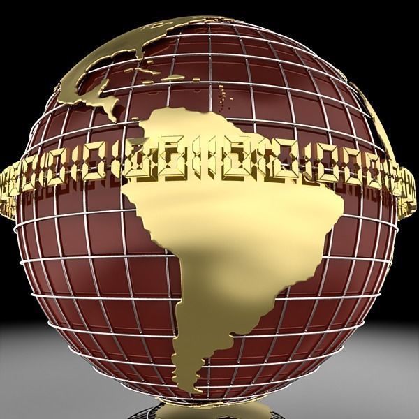 Globe B with gold chains 3D model_8
