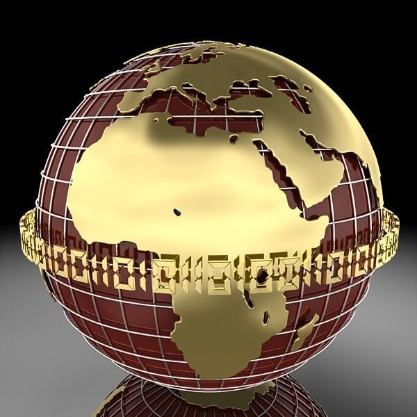 Globe B with gold chains 3D model_1