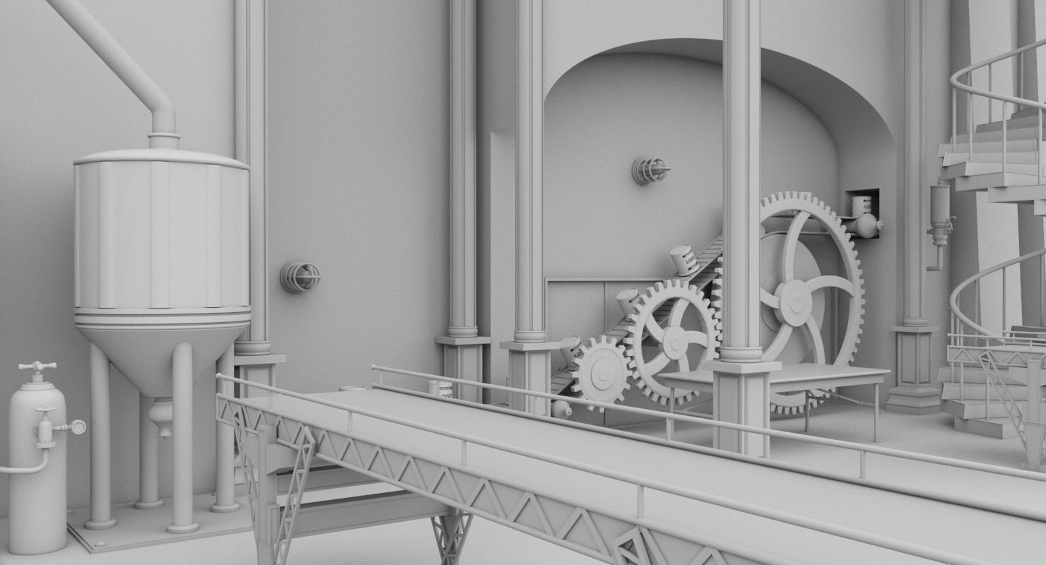 Interior Factory Scene 3D model_2