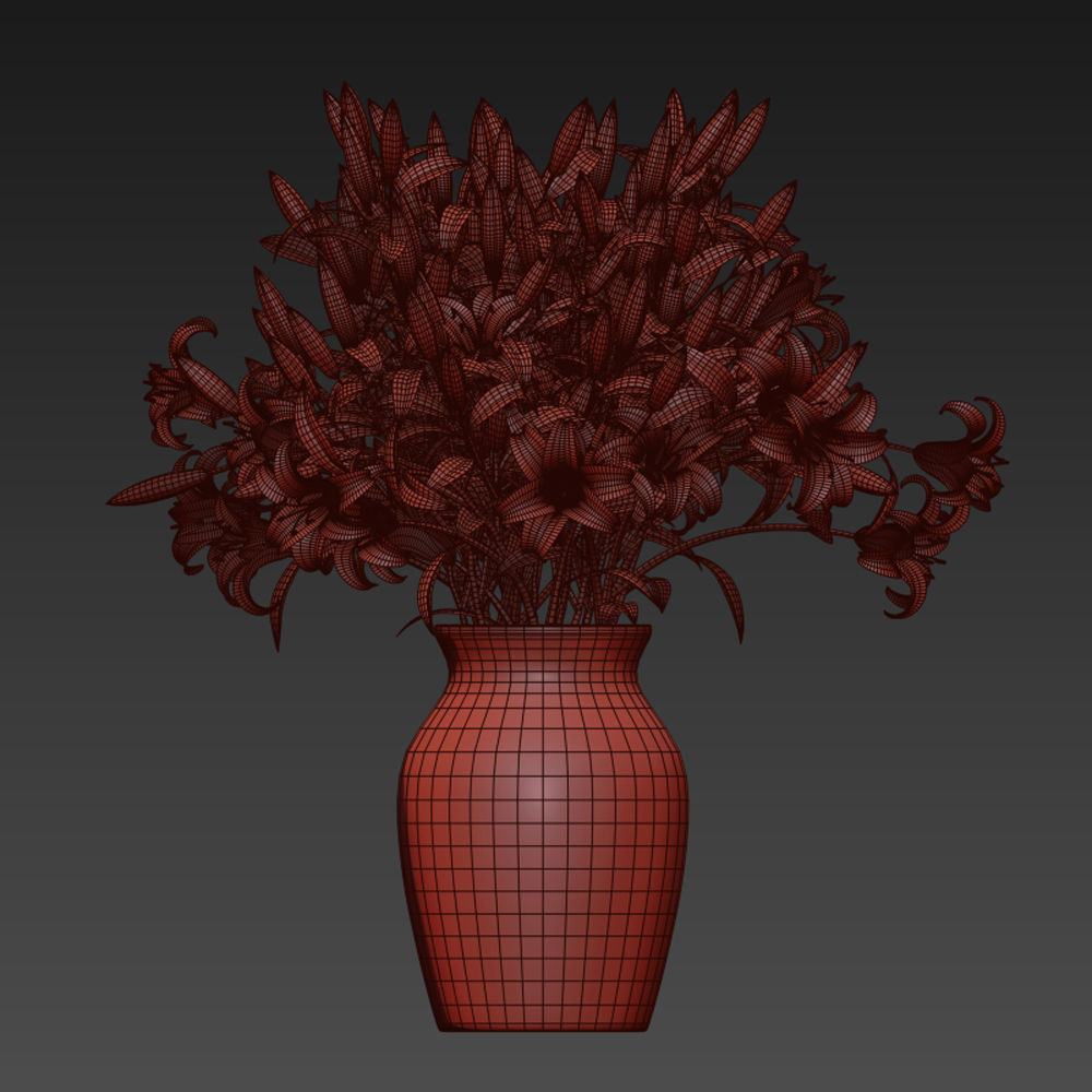 Vase lily set 02 3D model_13