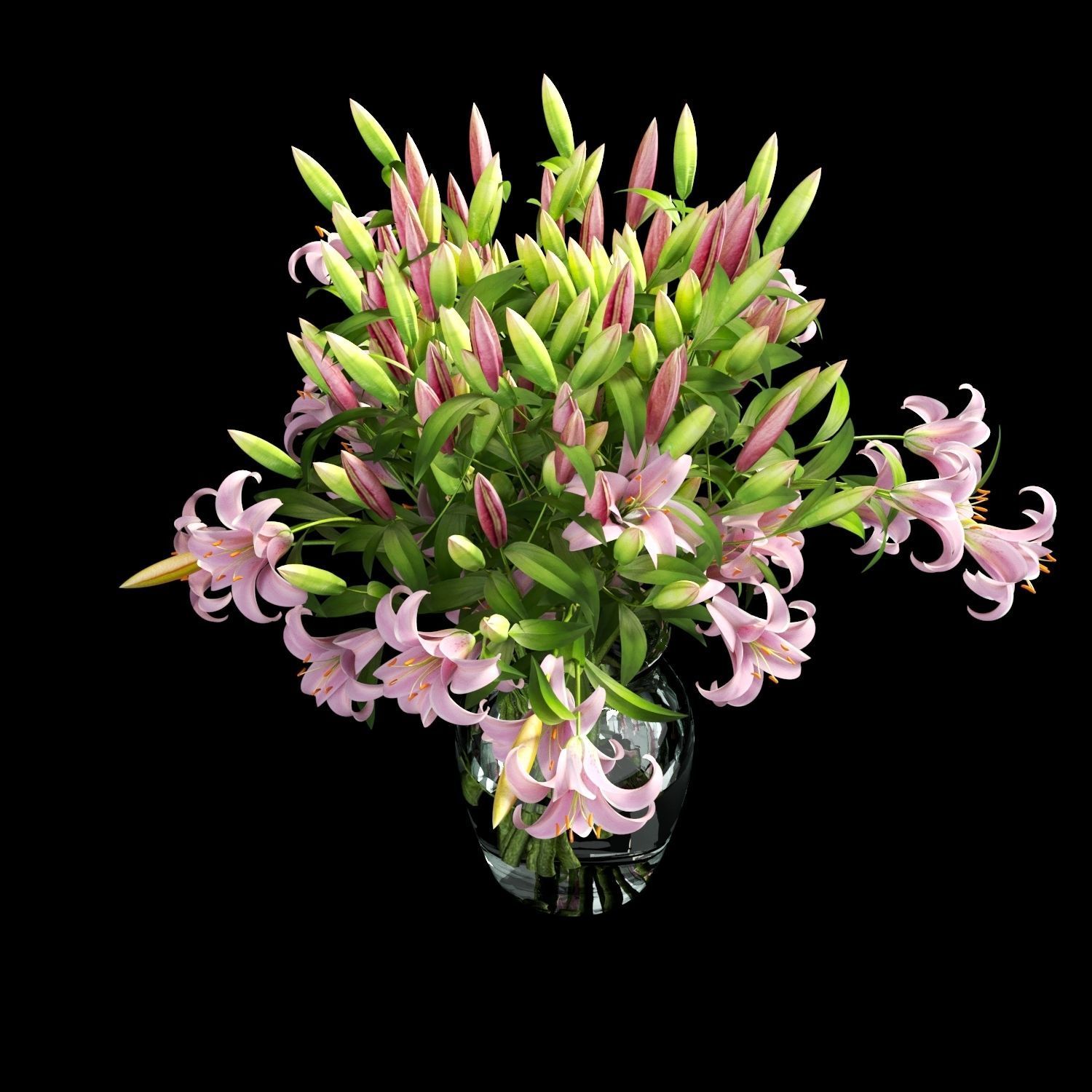 Vase lily set 02 3D model_9