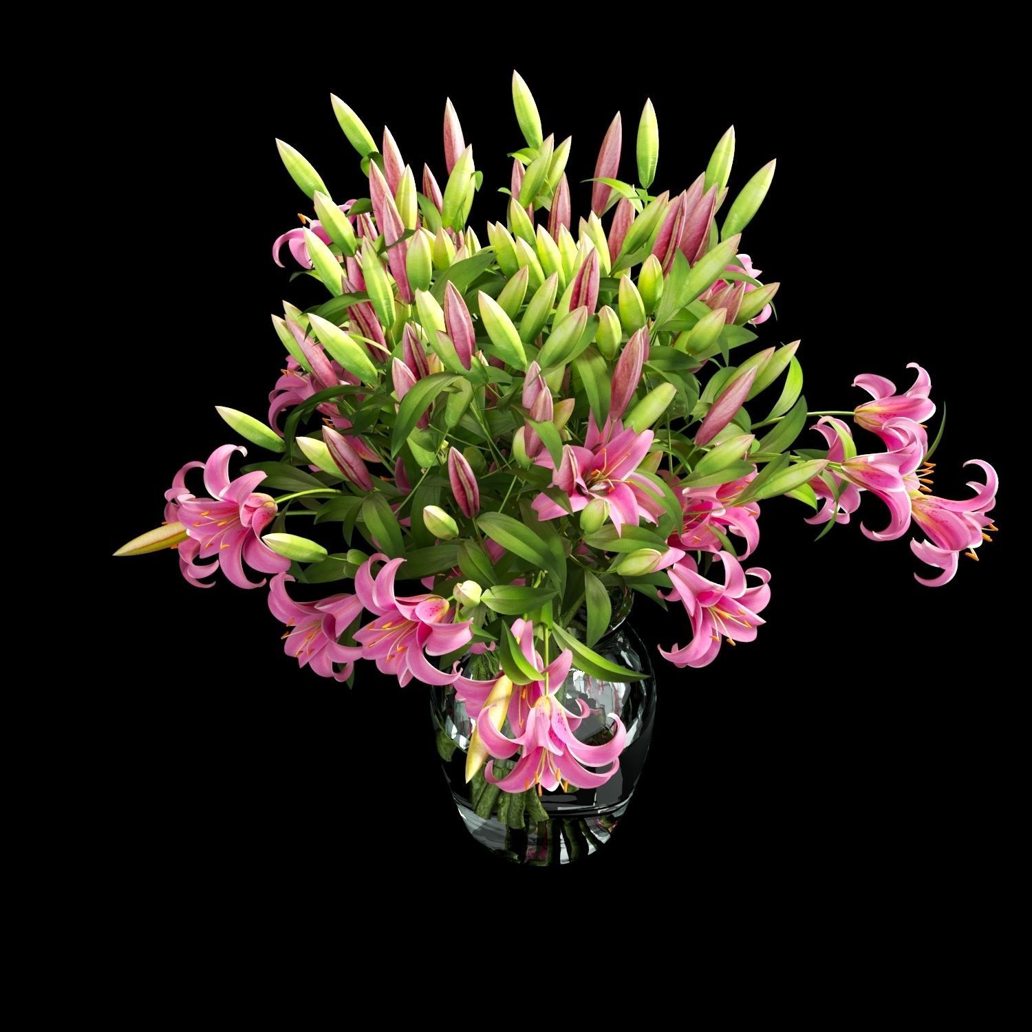 Vase lily set 02 3D model_5