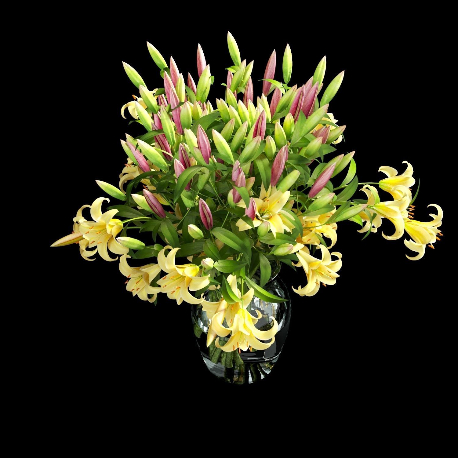 Vase lily set 02 3D model_11