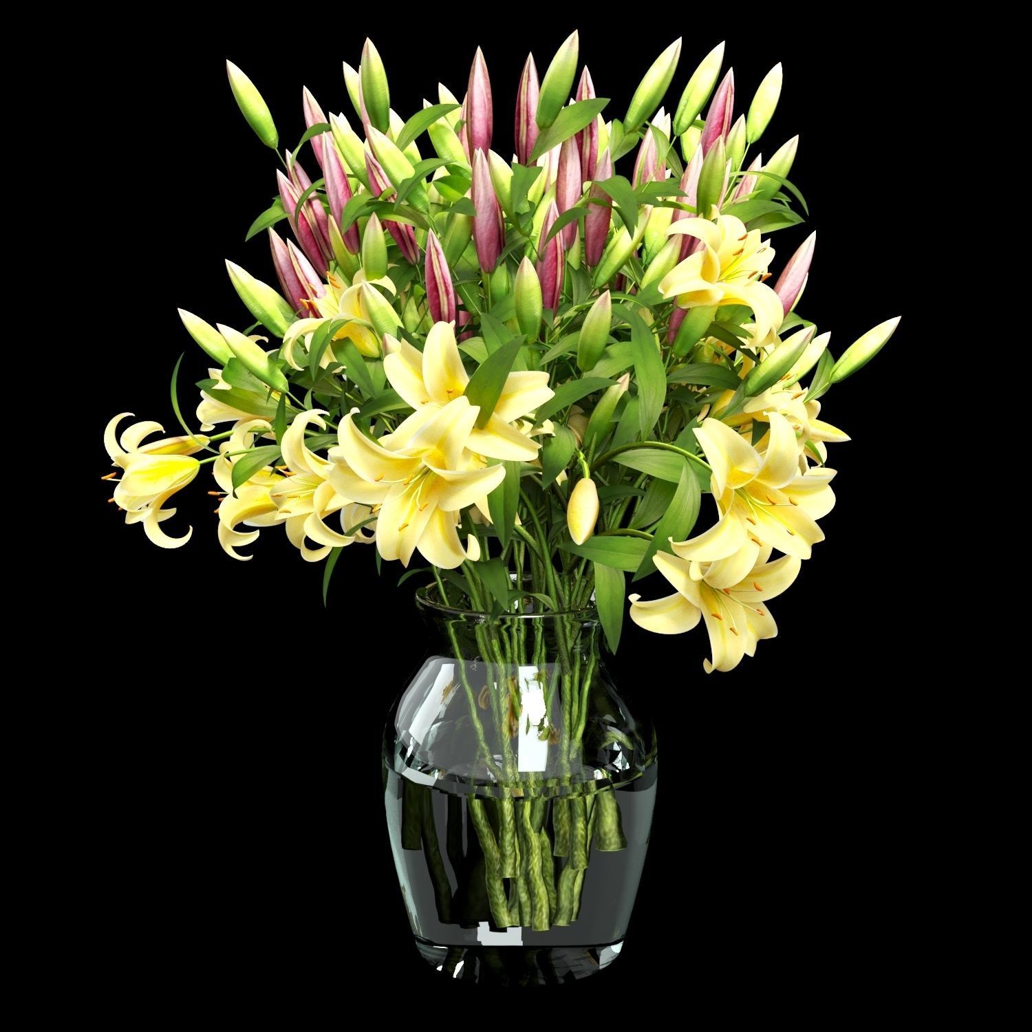 Vase lily set 02 3D model_12