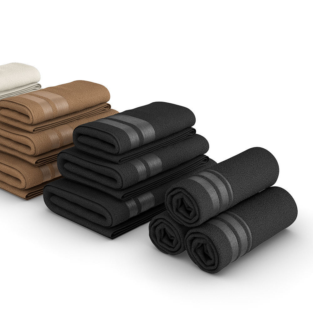 Set of towels for bathroom set 01 3D model_2