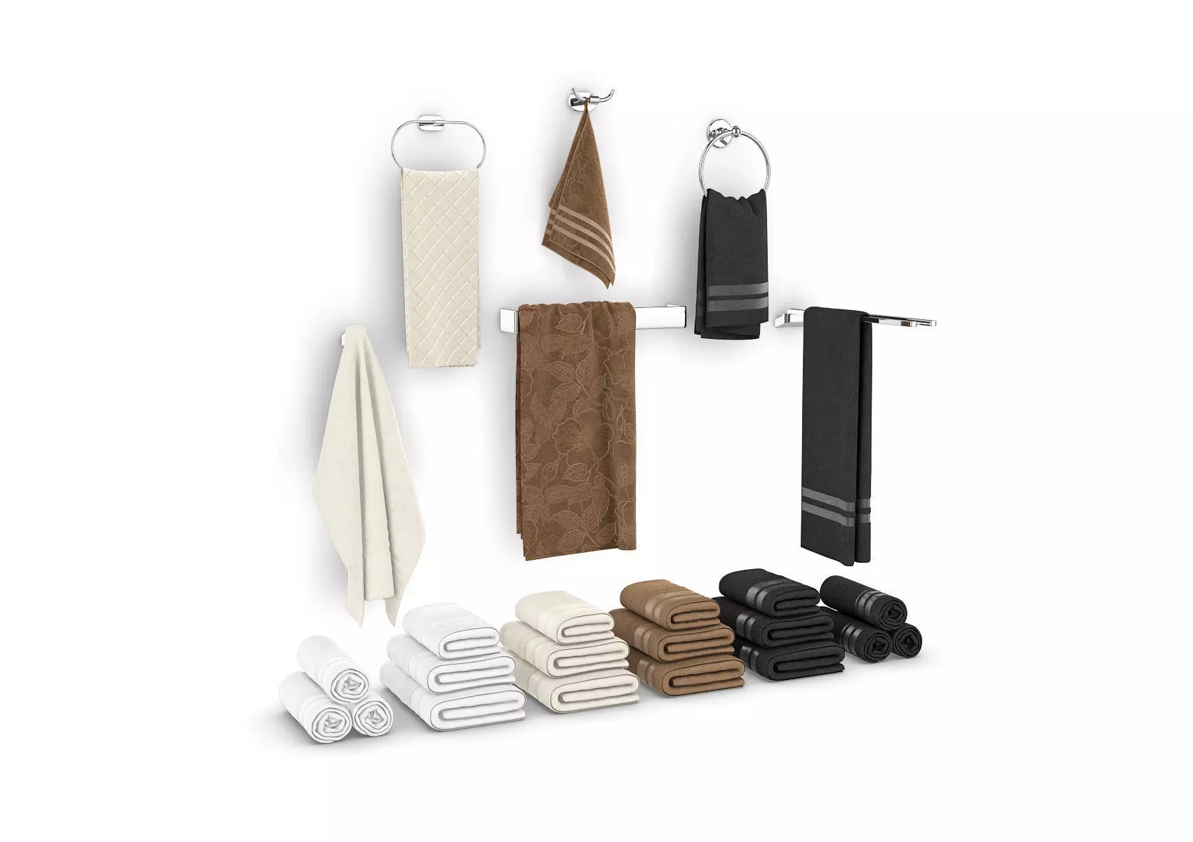 Set of towels for bathroom set 01 3D model_0