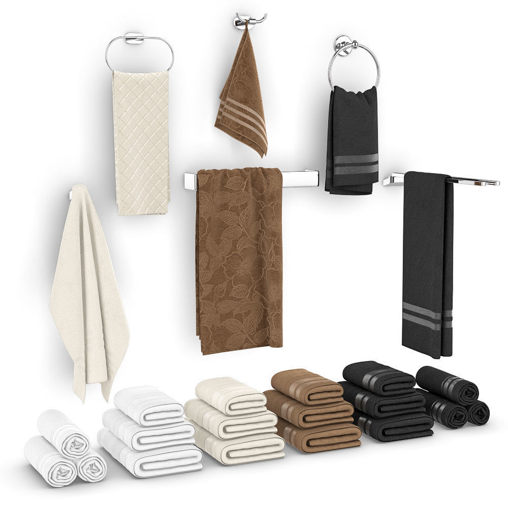 Set of towels for bathroom set 01 3D model_1