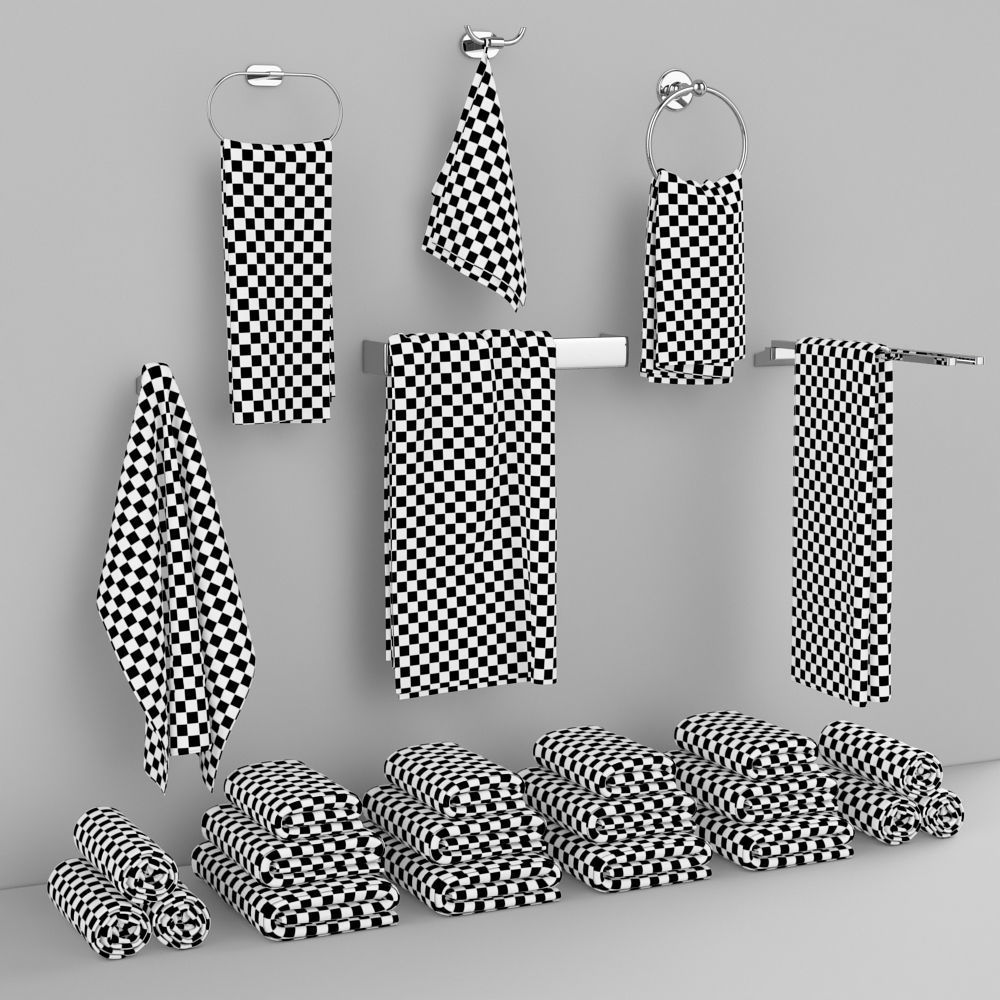Set of towels for bathroom set 01 3D model_8
