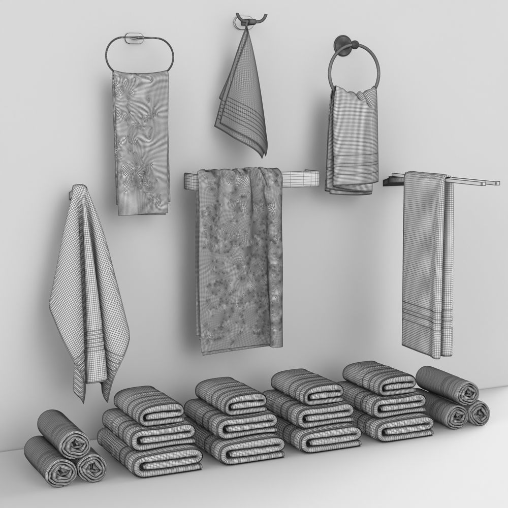 Set of towels for bathroom set 01 3D model_9
